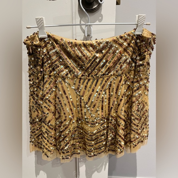 Marciano Sequin Mini Skirt, Gold, size M - Picture 2 of 7